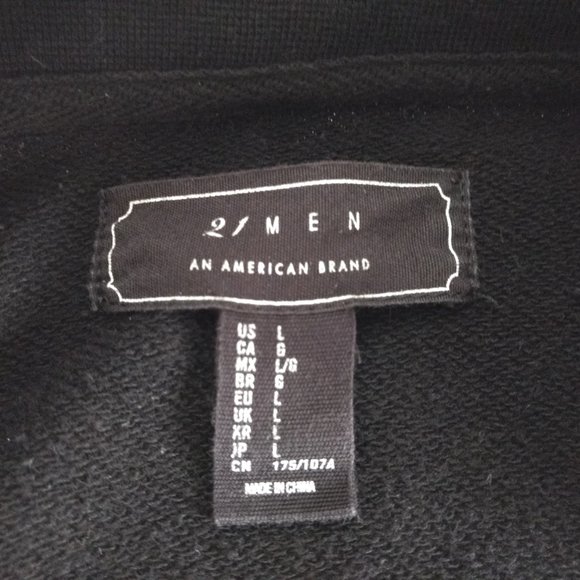 21 MEN Sweater Jacket Men's L Black Gray Full Zip Mock Neck - Picture 6 of 9